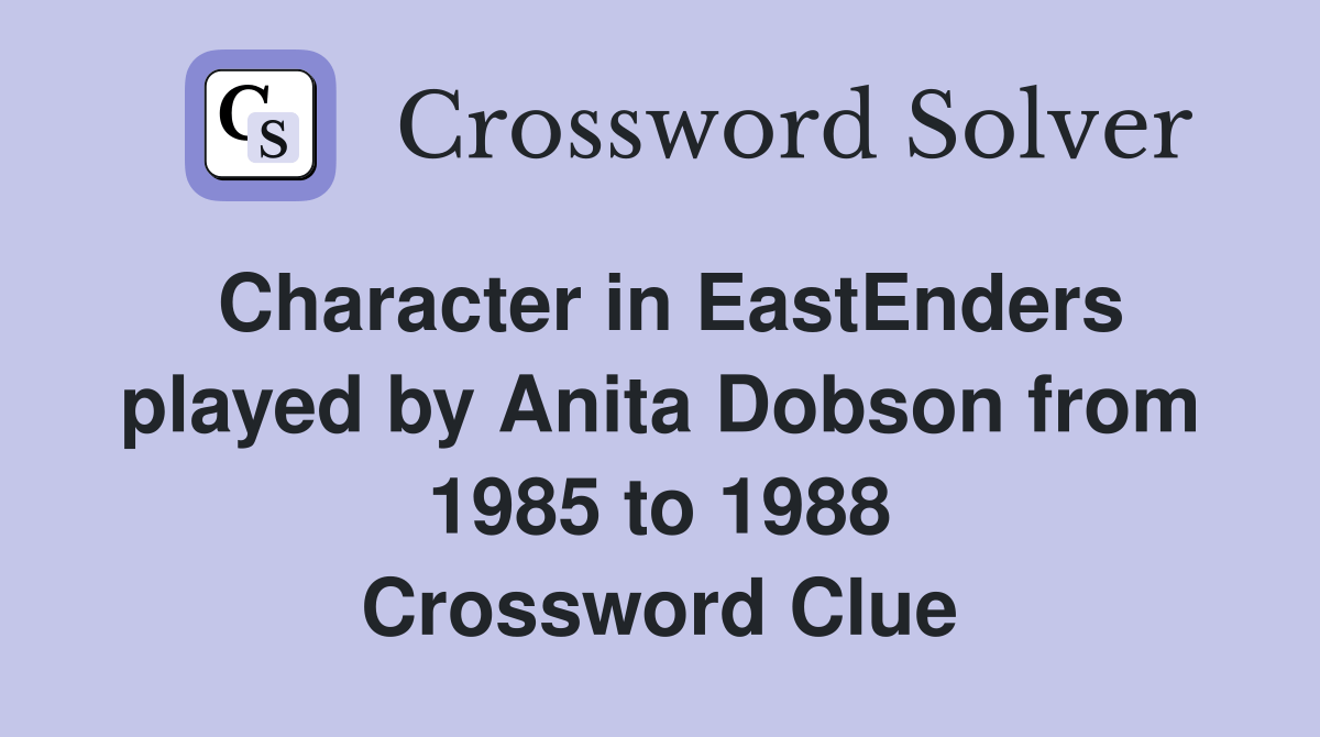 Character in EastEnders played by Anita Dobson from 1985 to 1988
